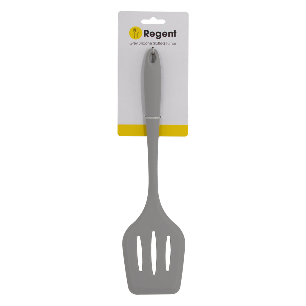 REGENT KITCHEN GREY SILICONE SLOTTED TURNER, (304X78X18MM)