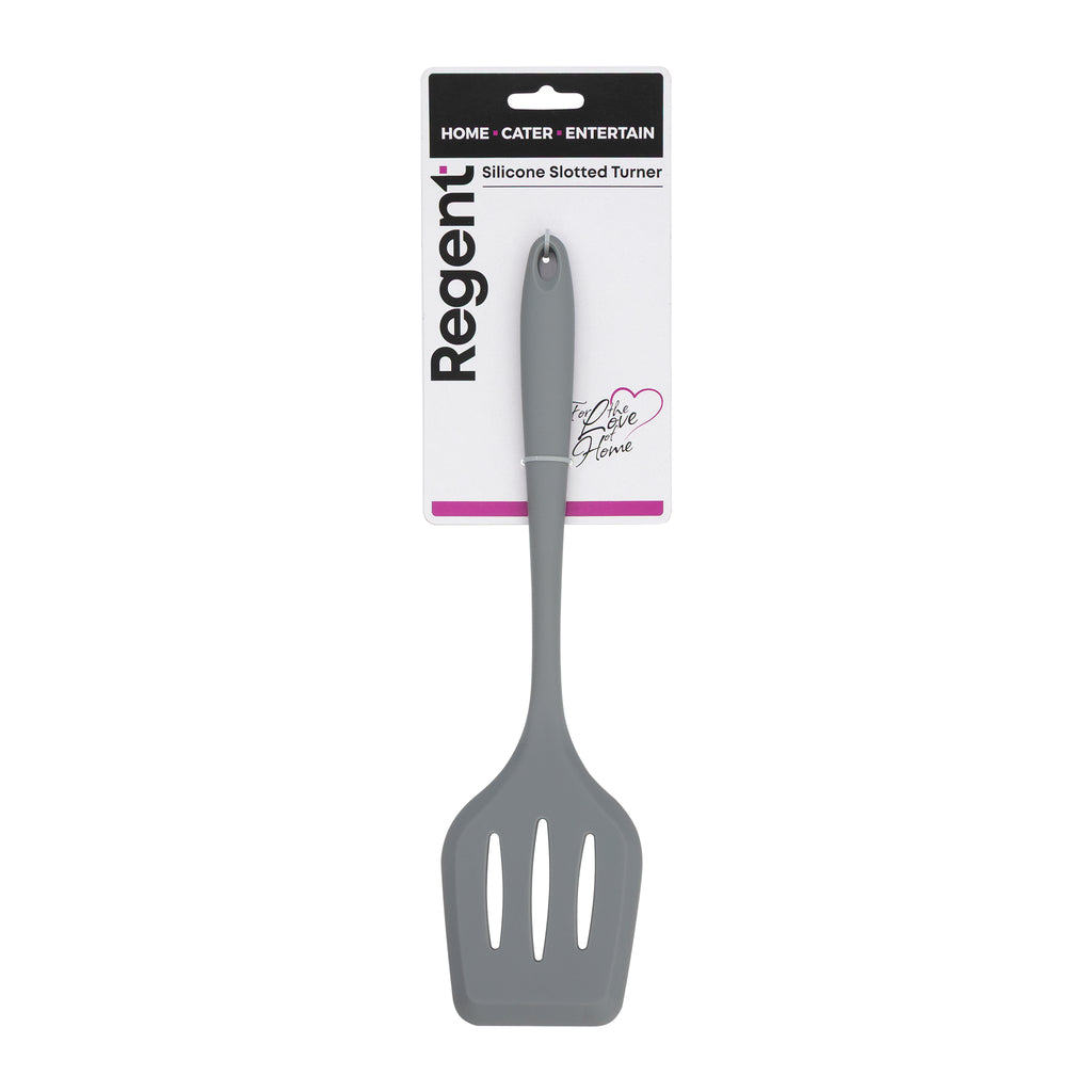 REGENT KITCHEN GREY SILICONE SLOTTED TURNER, 304MM