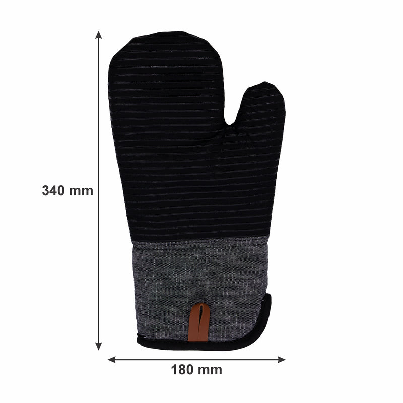 REGENT KITCHEN SILICONE AND COTTON OVEN GLOVE BLACK, 340MM