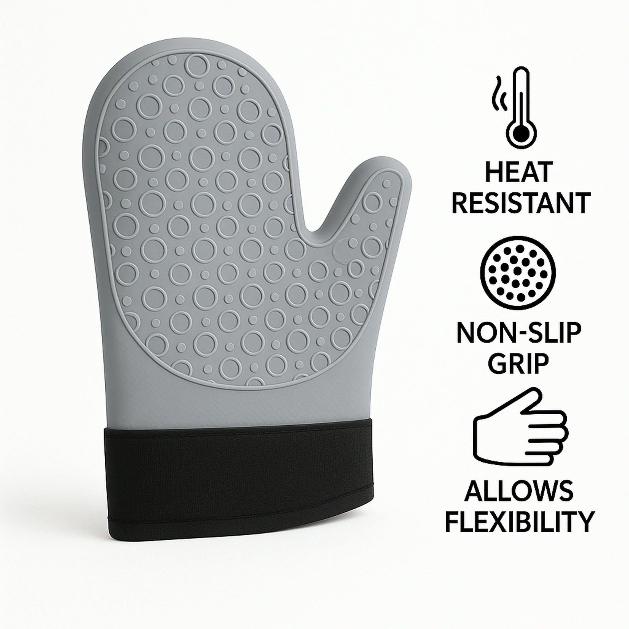 REGENT KITCHEN SILICONE OVEN GLOVE GREY EACH