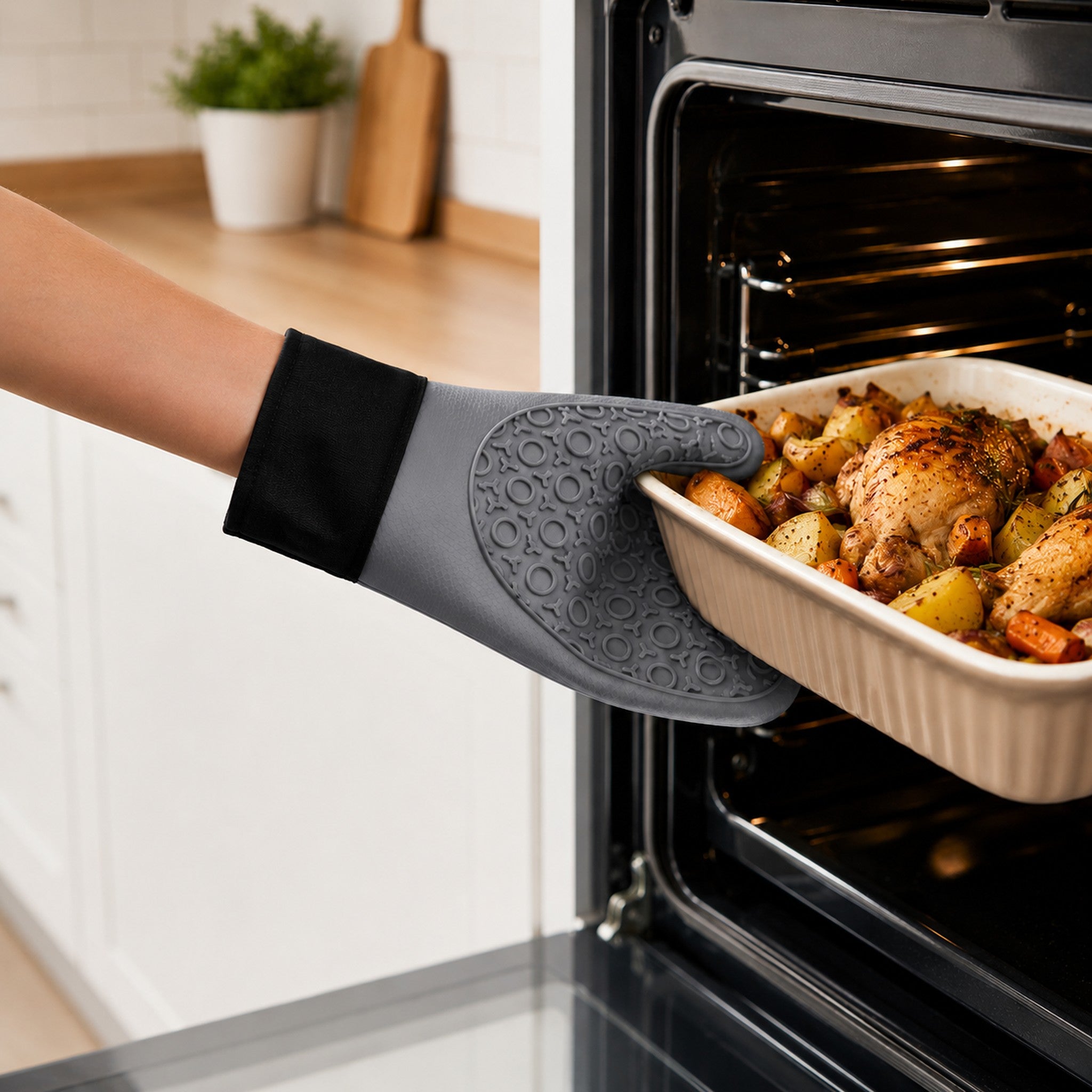 REGENT KITCHEN SILICONE OVEN GLOVE GREY EACH