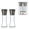 REGENT GLASS SALT AND PEPPER GRINDERS WITH ST.STEEL TOPS 2PK, 215ML