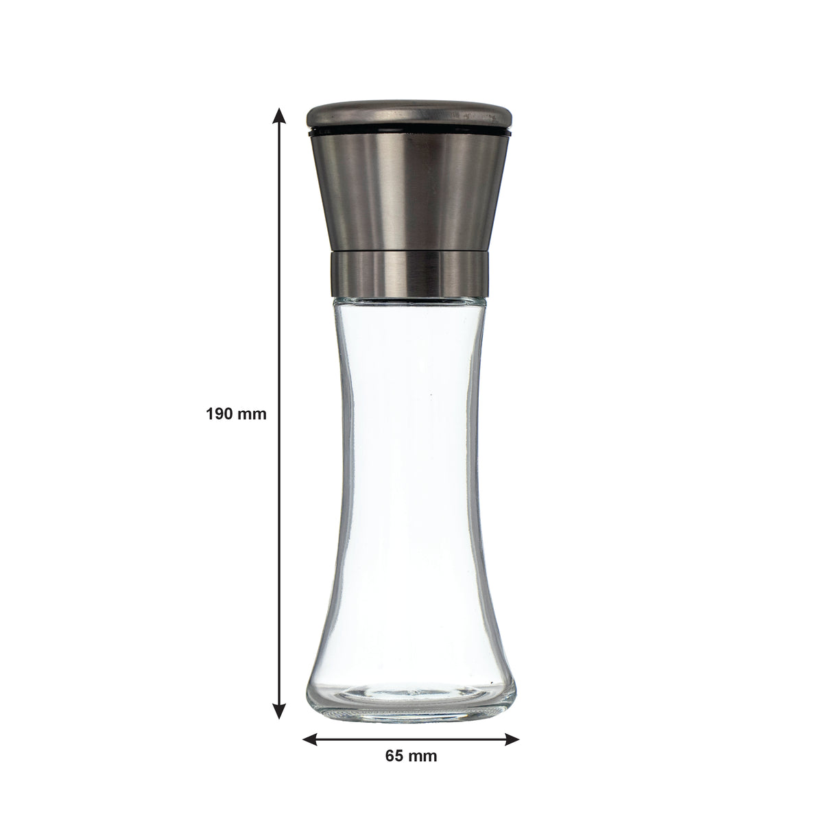 REGENT GLASS SALT AND PEPPER GRINDERS WITH ST.STEEL TOPS 2PK, 215ML
