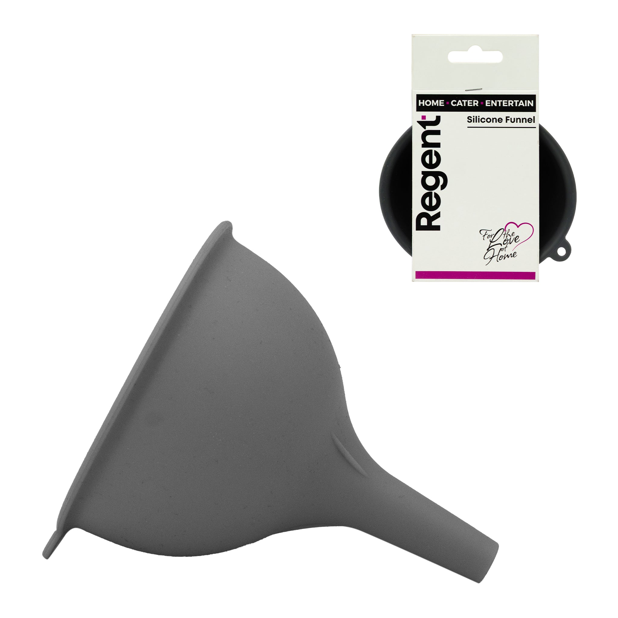 REGENT KITCHEN GREY SILICONE FUNNEL, 115MM DIA
