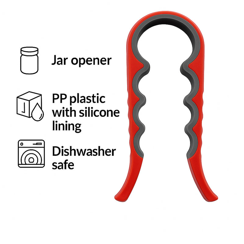 REGENT KITCHEN JAR OPENER PLASTIC & SILICONE RED & GREY, 220MM