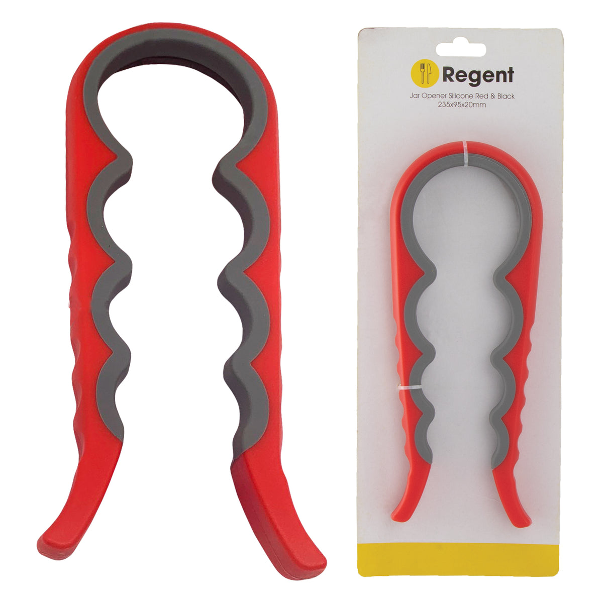 REGENT KITCHEN JAR OPENER PLASTIC & SILICONE RED & GREY, 220MM