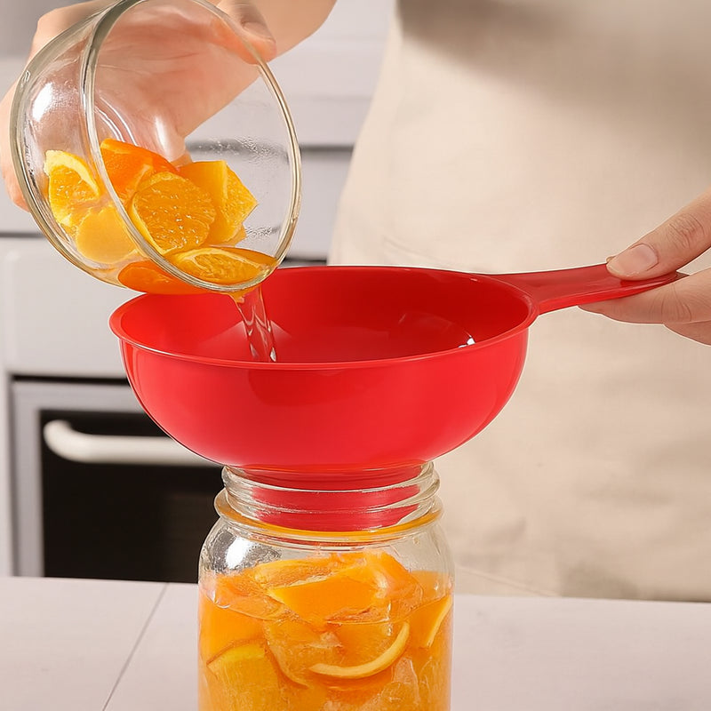REGENT KITCHEN WIDE MOUTH CANNING FUNNEL PLASTIC RED, 183MM DIA