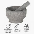 REGENT KITCHEN GRANITE MORTAR AND PESTLE 2PK SET, 152MM DIA