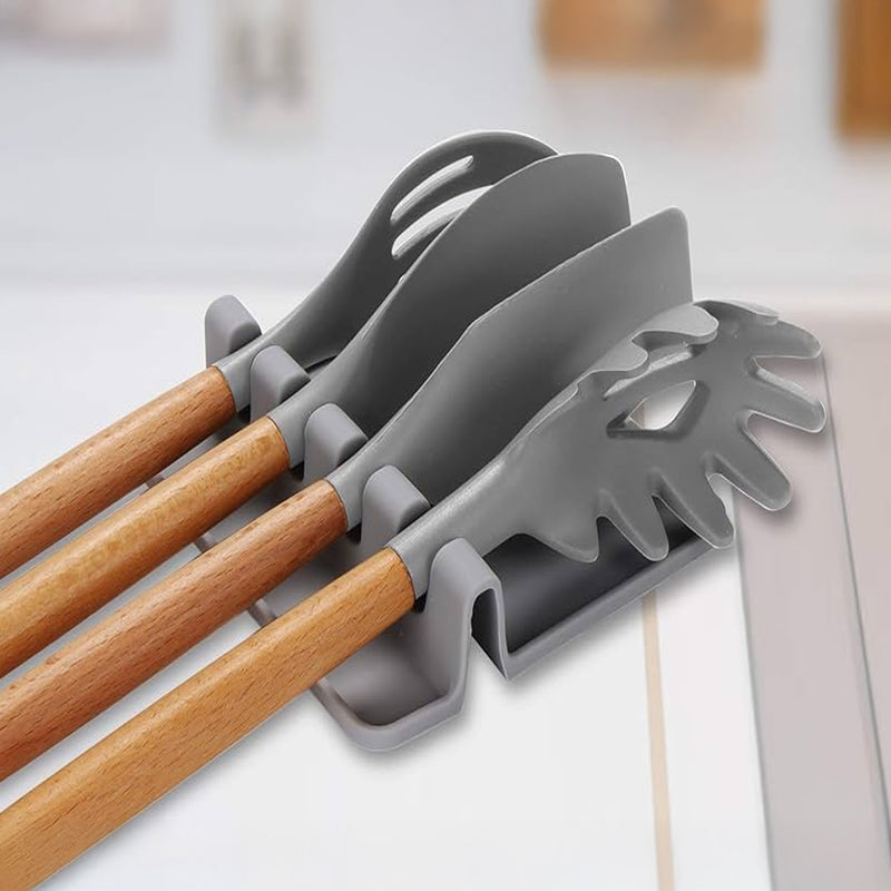 REGENT KITCHEN MULTI UNTENSIL 4 SLOT SILICONE SPOON REST, 140X136MM