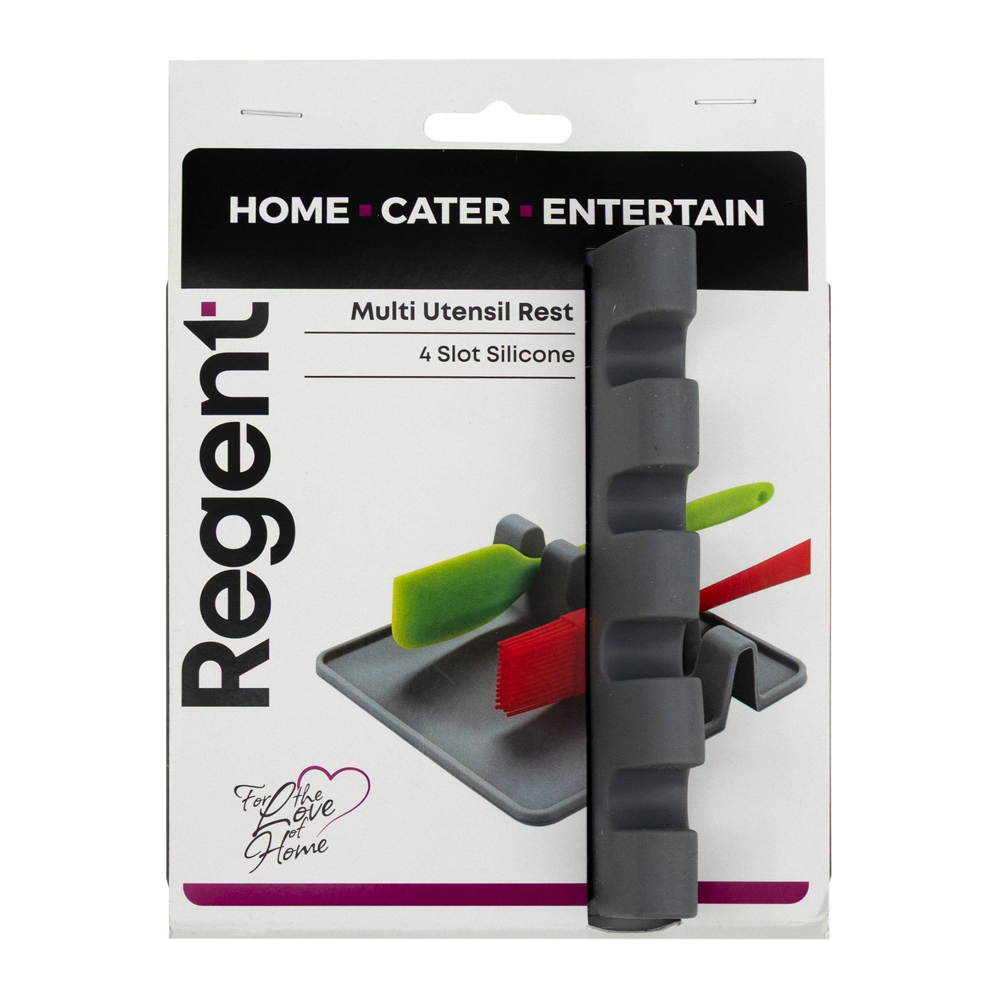 REGENT KITCHEN MULTI UNTENSIL 4 SLOT SILICONE SPOON REST, 140X136MM