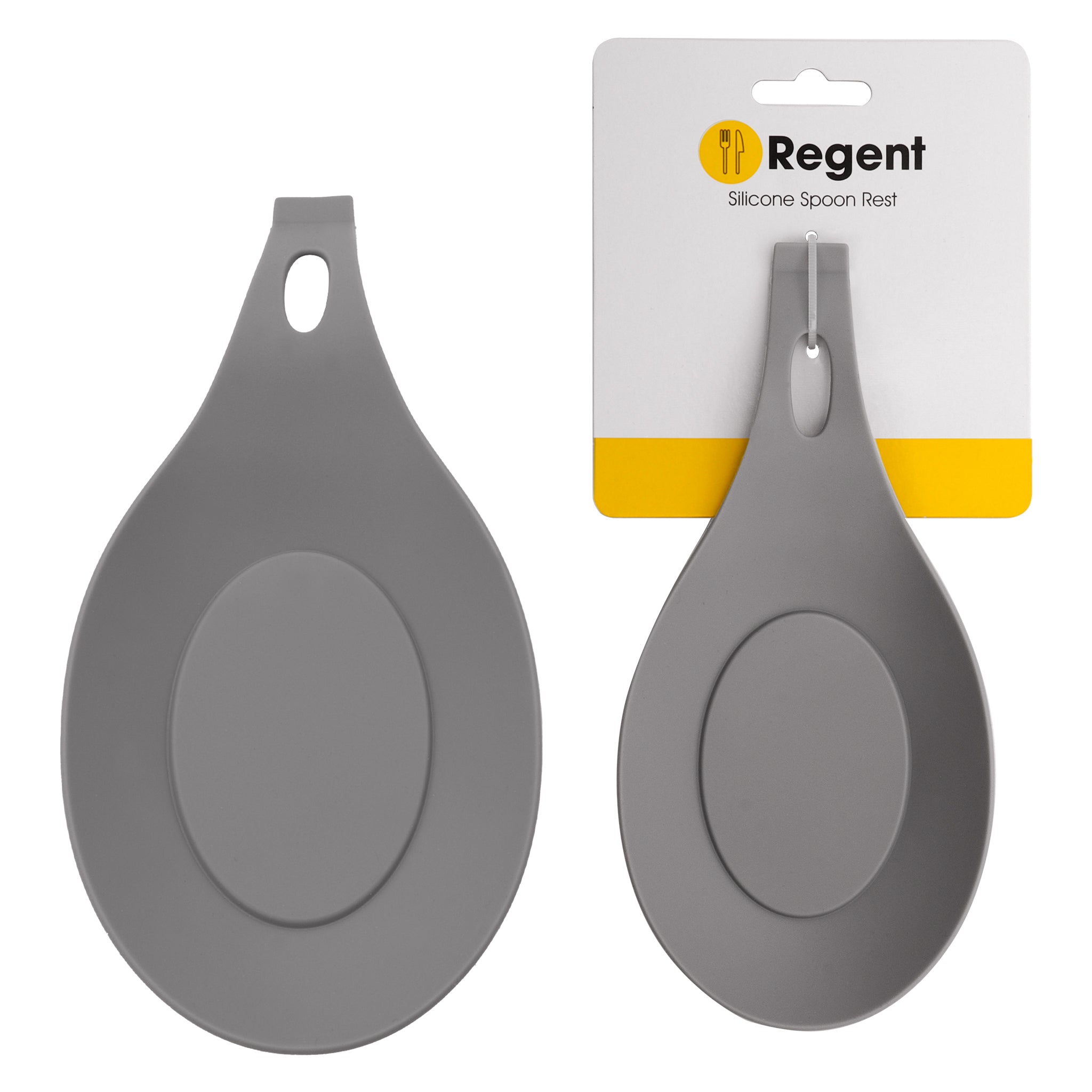 REGENT KITCHEN GREY SILICONE SPOON REST, 200MM