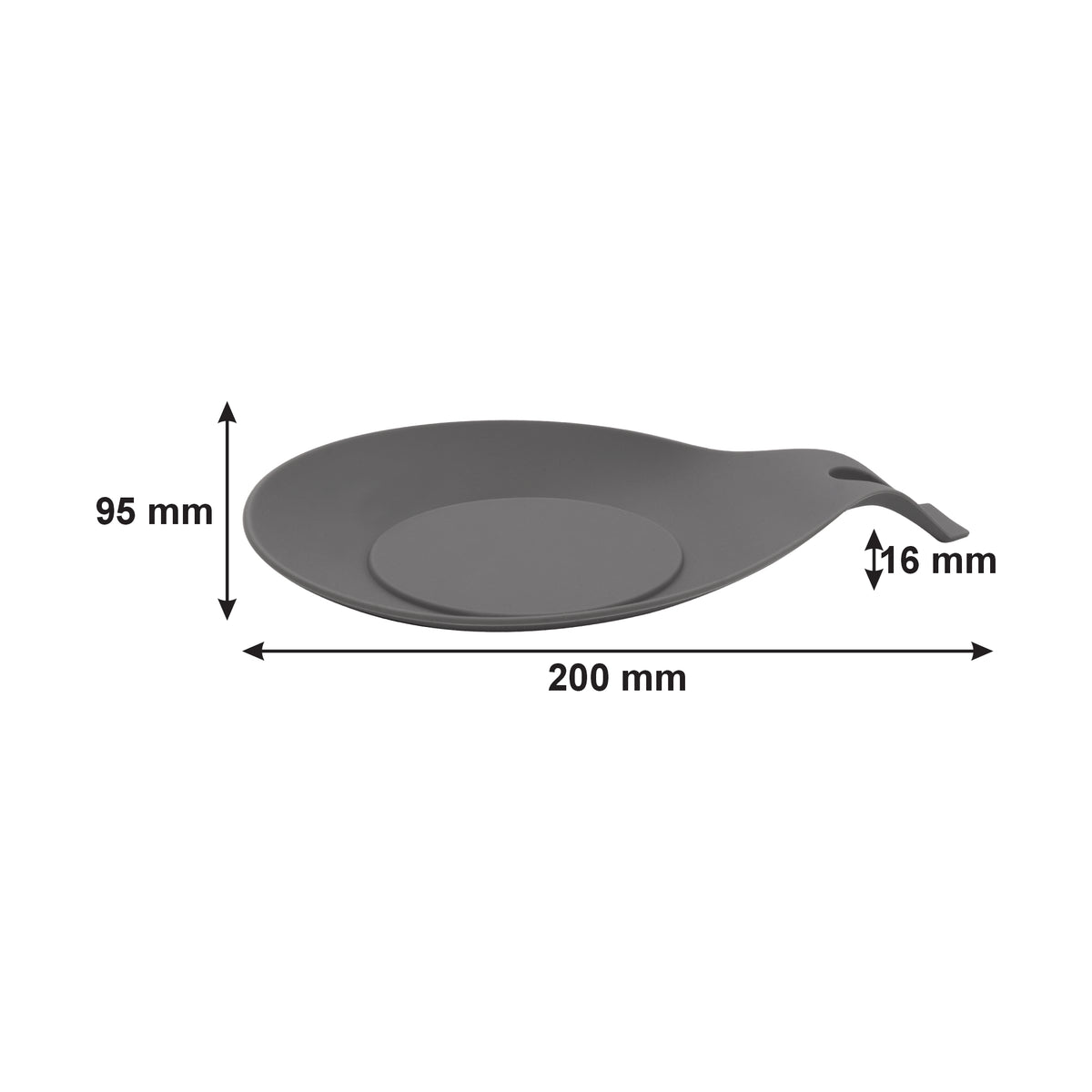 REGENT KITCHEN GREY SILICONE SPOON REST, 200MM