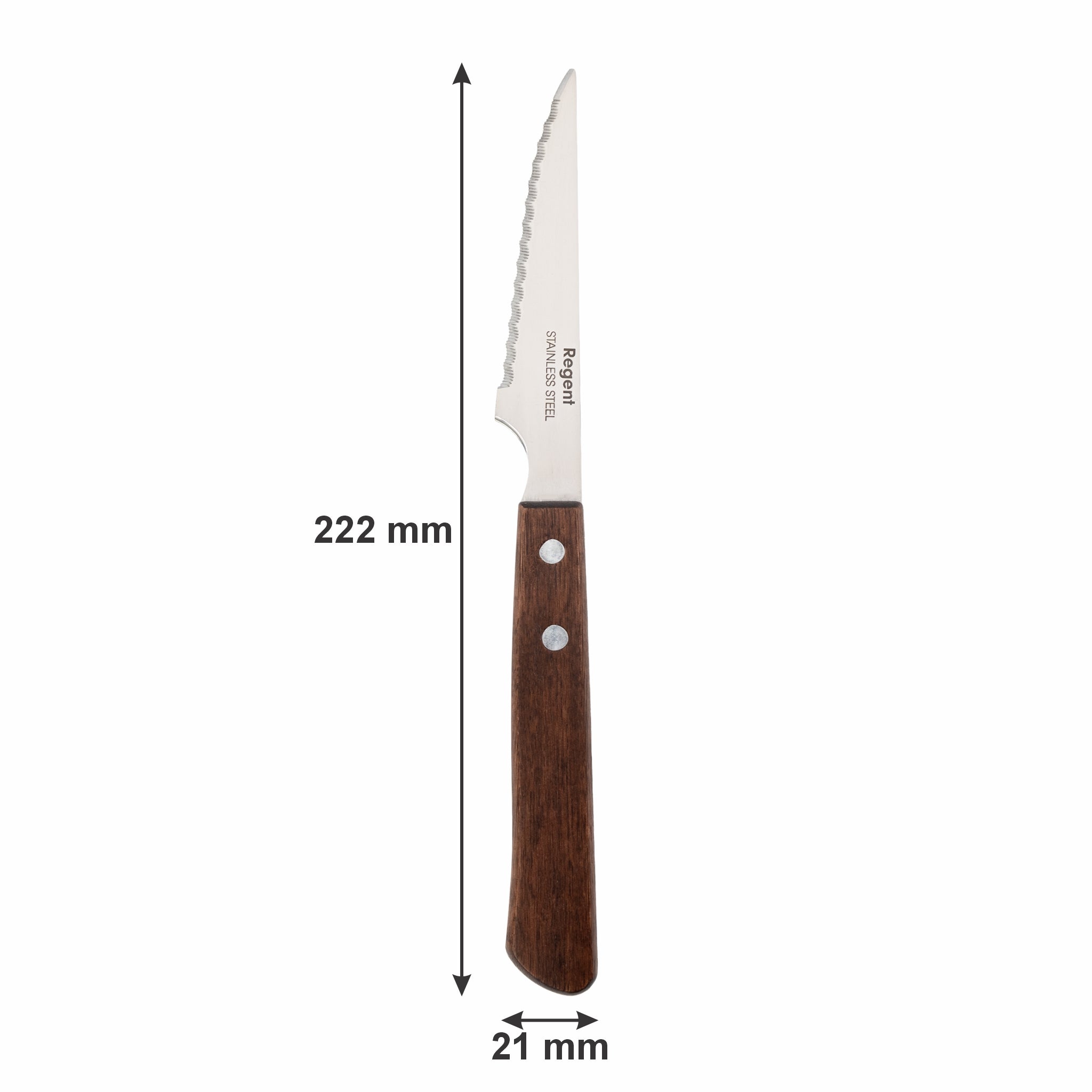 REGENT KITCHEN STEAK KNIVES WITH WOODEN HANDLES 4PK, 222MM