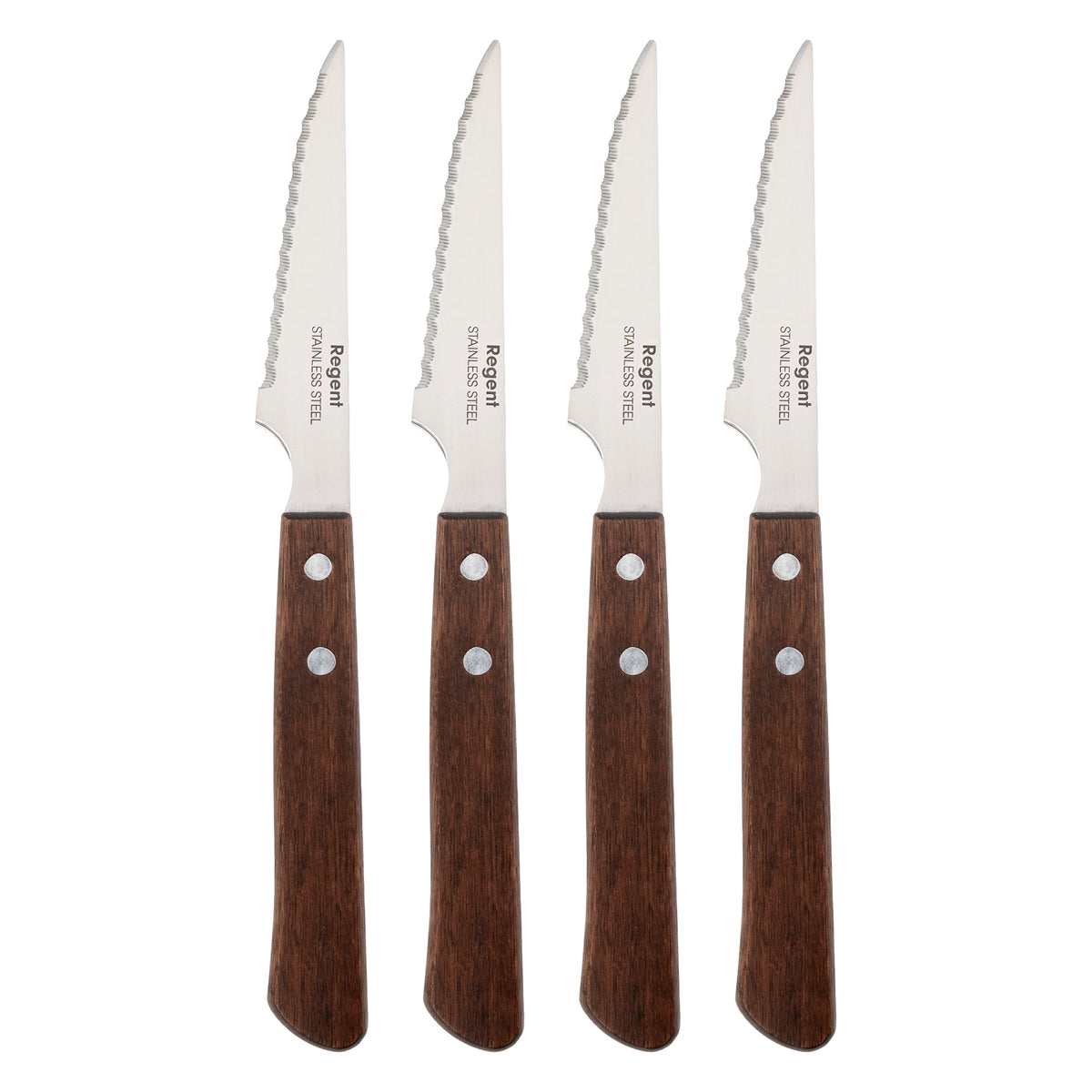 REGENT KITCHEN STEAK KNIVES WITH WOODEN HANDLES 4PK, 222MM