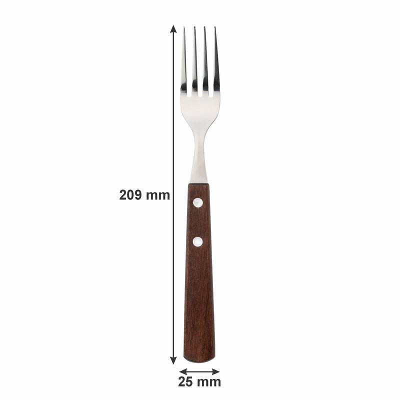 REGENT KITCHEN FORKS WITH WOODEN HANDLES 4CE SET, 209MM