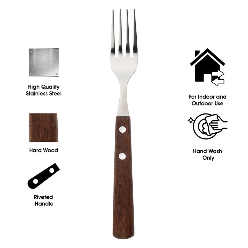 REGENT KITCHEN FORKS WITH WOODEN HANDLES 4CE SET, 209MM