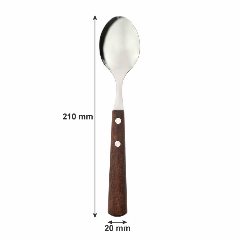 REGENT KITCHEN TABLE SPOONS WITH WOODEN HANDLES 4PCE SET, (205X42X10MM)