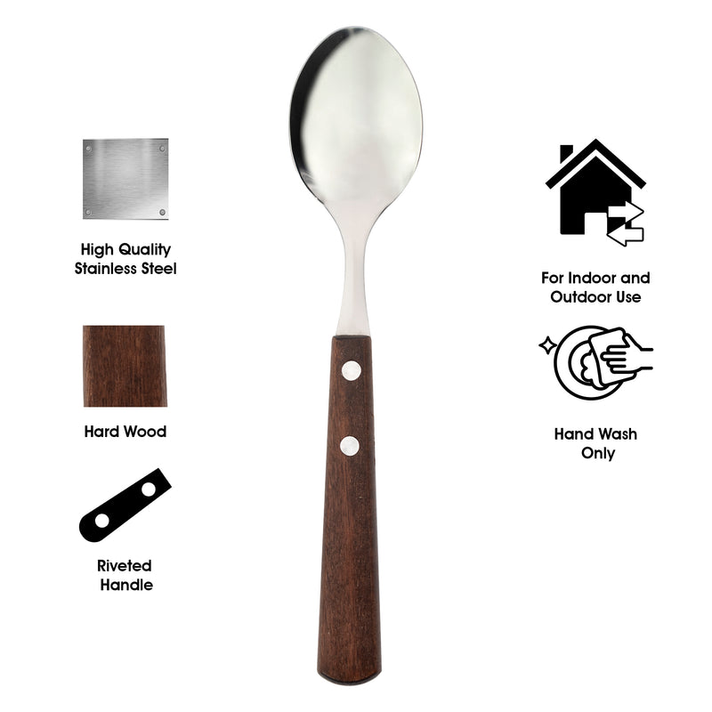 REGENT KITCHEN TABLE SPOONS WITH WOODEN HANDLES 4PCE SET, 205MM