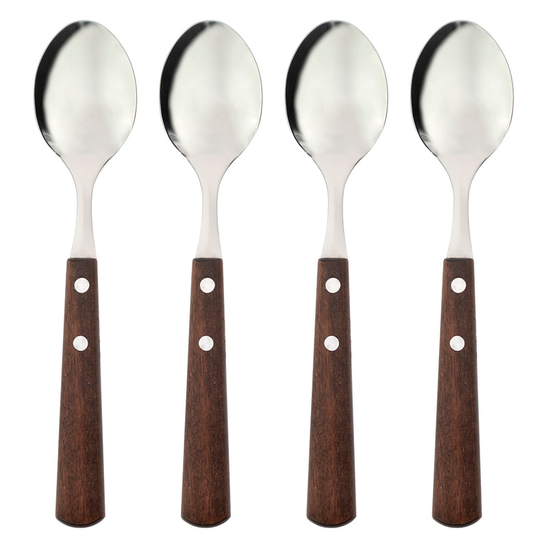 REGENT KITCHEN TABLE SPOONS WITH WOODEN HANDLES 4PCE SET, (205X42X10MM)