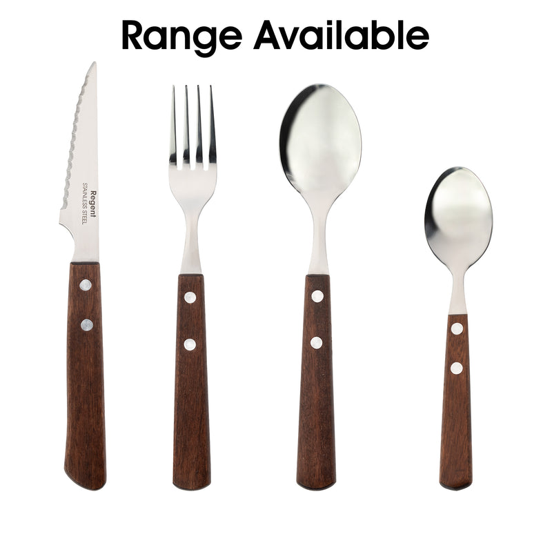 REGENT KITCHEN TEASPOONS WITH WOODEN HANDLES 4PCE SET, 162MM