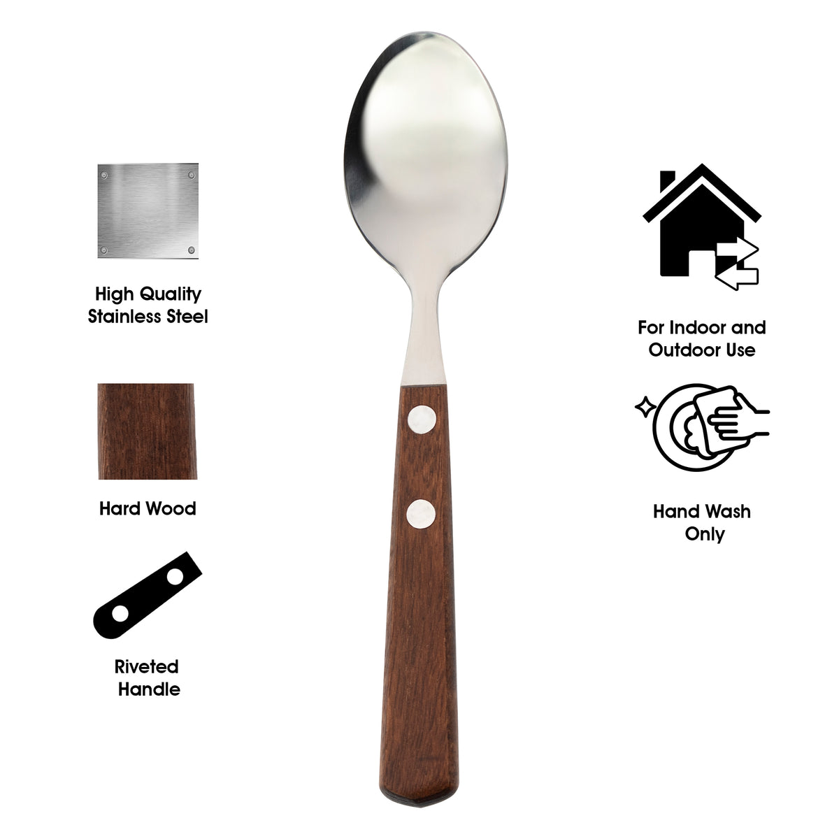 REGENT KITCHEN TEASPOONS WITH WOODEN HANDLES 4PK, 162MM