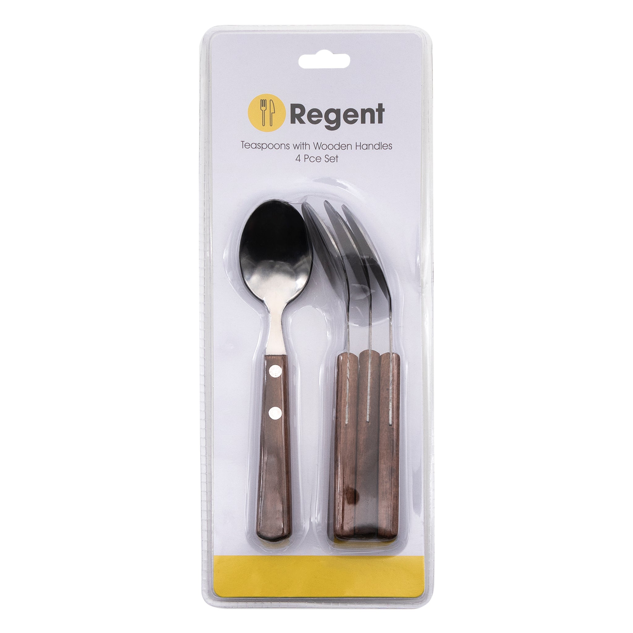 REGENT KITCHEN TEASPOONS WITH WOODEN HANDLES 4PK, 162MM
