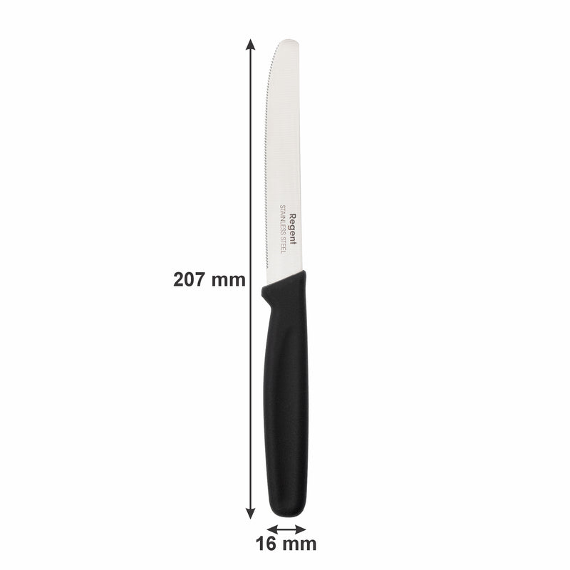 REGENT KITCHEN PARING KNIVES WITH BLACK HANDLES 3 PIECE SET, 207MM