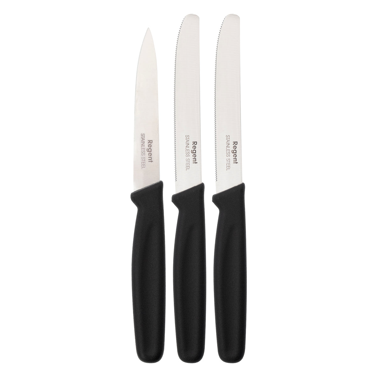 REGENT KITCHEN PARING KNIVES WITH BLACK HANDLES 3PCS SET, 207MM