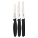 REGENT KITCHEN PARING KNIVES WITH BLACK HANDLES 3 PIECE SET, 207MM