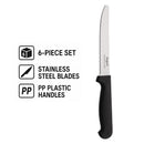 REGENT KITCHEN STEAK KNIVES WITH ROUND TIPS AND BLACK HANDLES 6PK, 213MM
