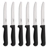 REGENT KITCHEN STEAK KNIVES WITH ROUND TIPS AND BLACK HANDLES 6PK, 213MM