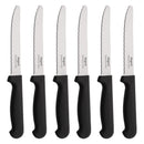 REGENT KITCHEN STEAK KNIVES WITH ROUND TIPS AND BLACK HANDLES 6 PACK, 213MM
