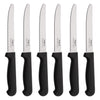 REGENT KITCHEN STEAK KNIVES WITH ROUND TIPS AND BLACK HANDLES 6 PACK, 213MM