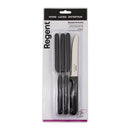 REGENT KITCHEN STEAK KNIVES WITH ROUND TIPS AND BLACK HANDLES 6PK, 213MM