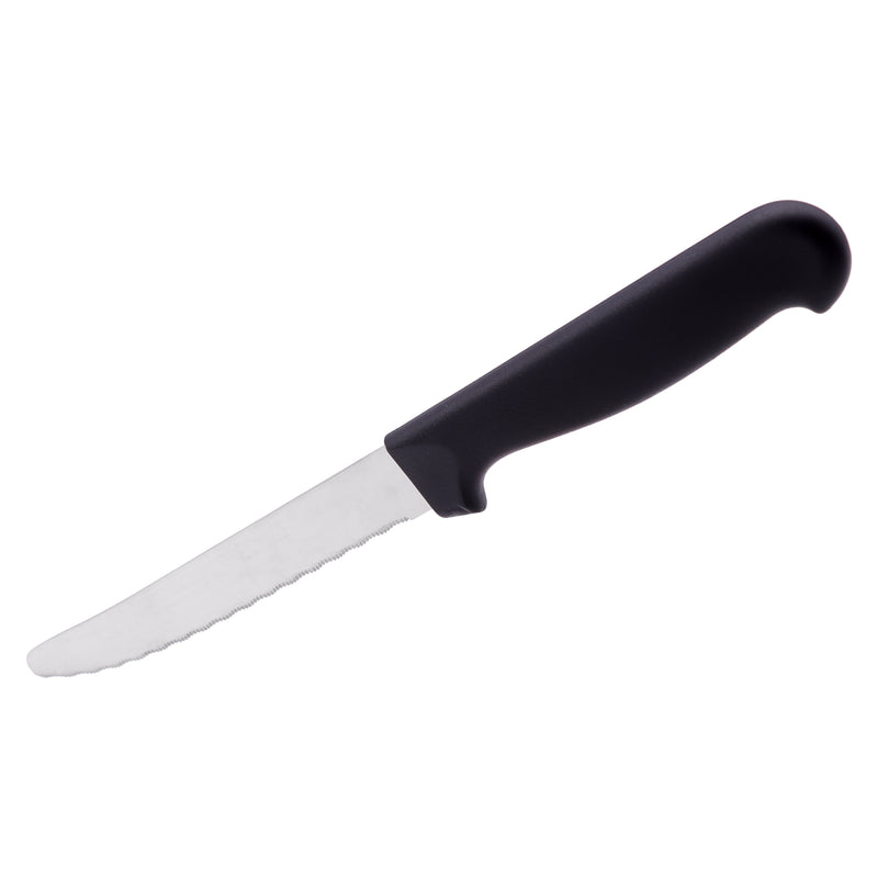 REGENT KITCHEN STEAK KNIVES WITH ROUND TIPS AND BLACK HANDLES 6 PACK, (213X25X12MM)