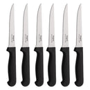 REGENT KITCHEN STEAK KNIVES WITH POINTED TIPS AND BLACK HANDLES 6 PACK, 210MM