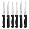 REGENT KITCHEN STEAK KNIVES WITH POINTED TIPS AND BLACK HANDLES 6 PACK, 210MM