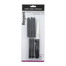 REGENT KITCHEN STEAK KNIVES WITH POINTED TIPS AND BLACK HANDLES 6 PACK, 210MM
