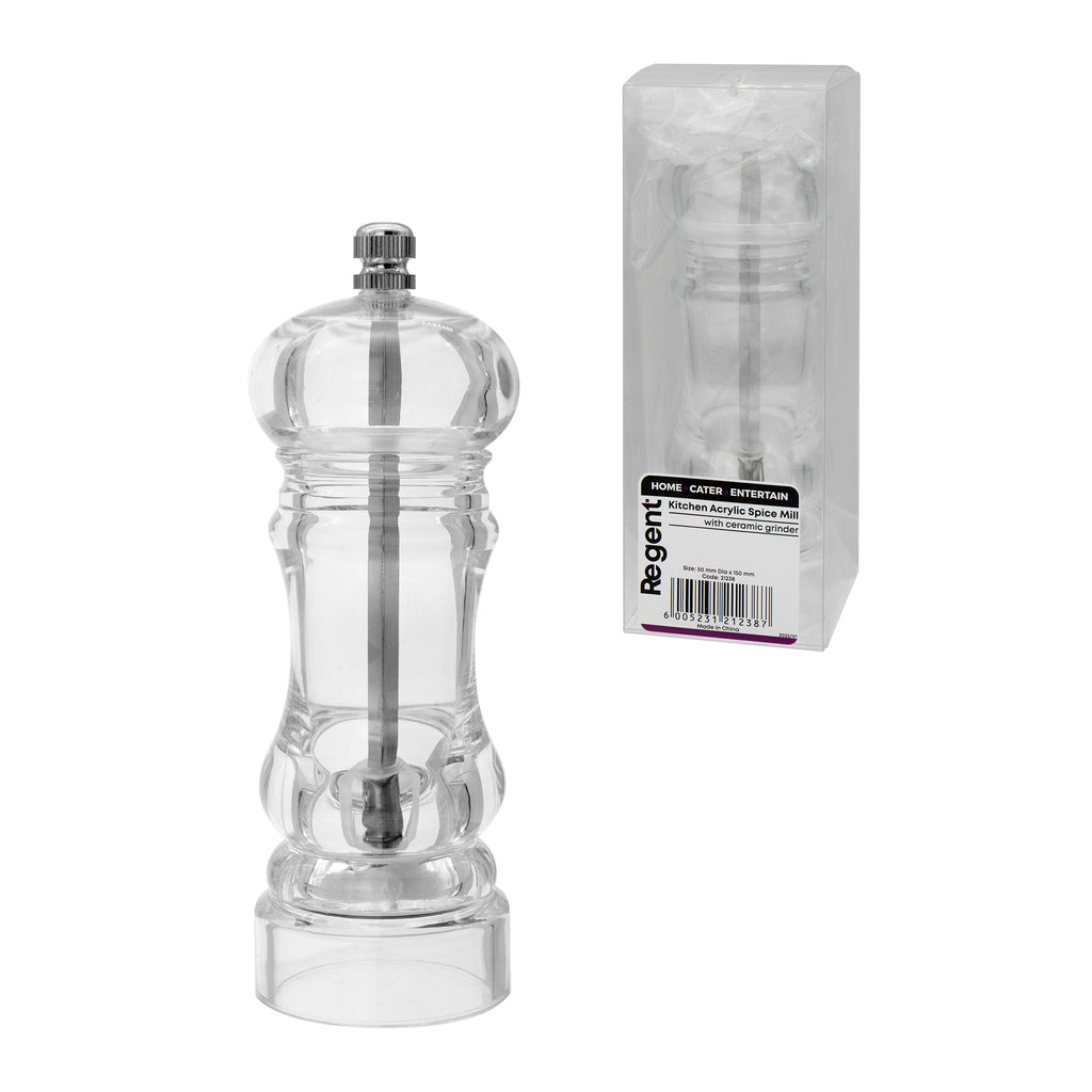 REGENT KITCHEN SPICE MILL ACRYLIC WITH CERAMIC GRINDER, 150MM