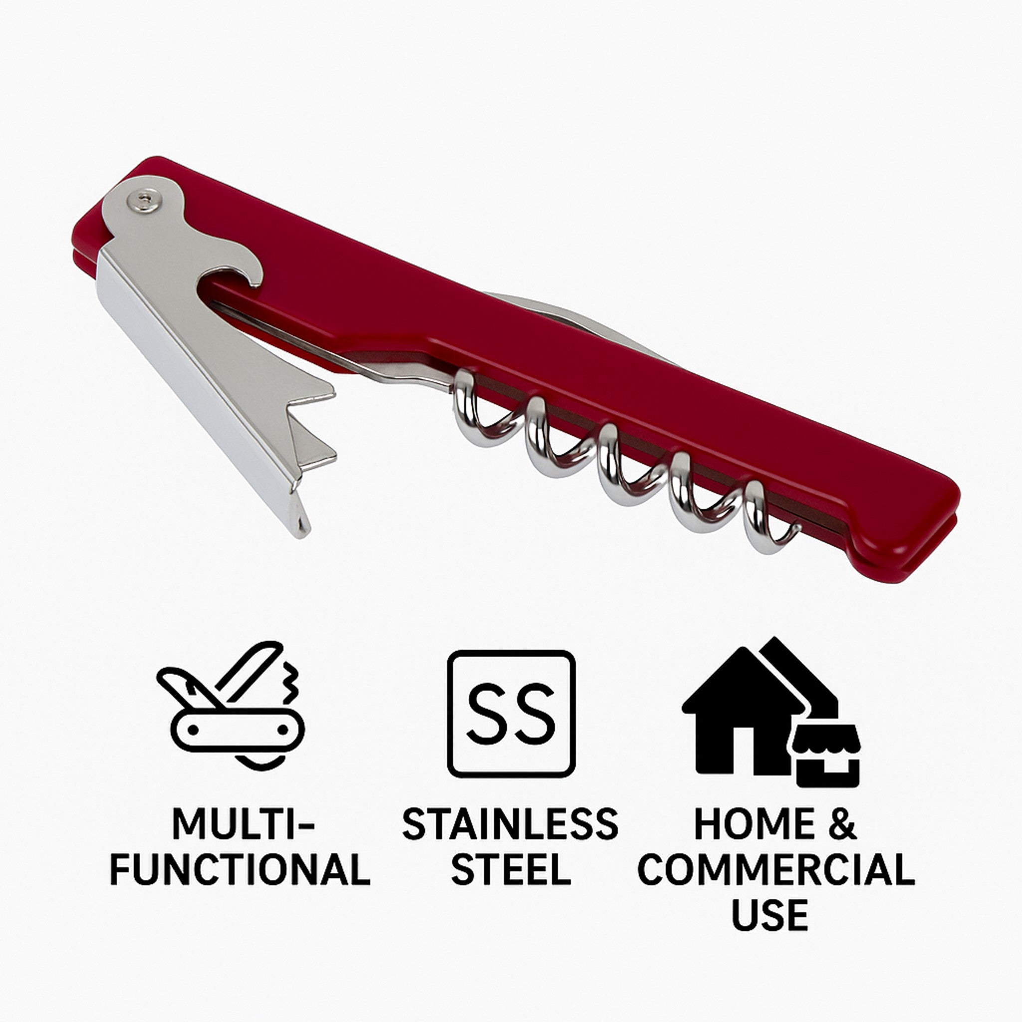 REGENT KITCHEN WAITERS FRIEND BOTTLE OPENER RED, 110MM