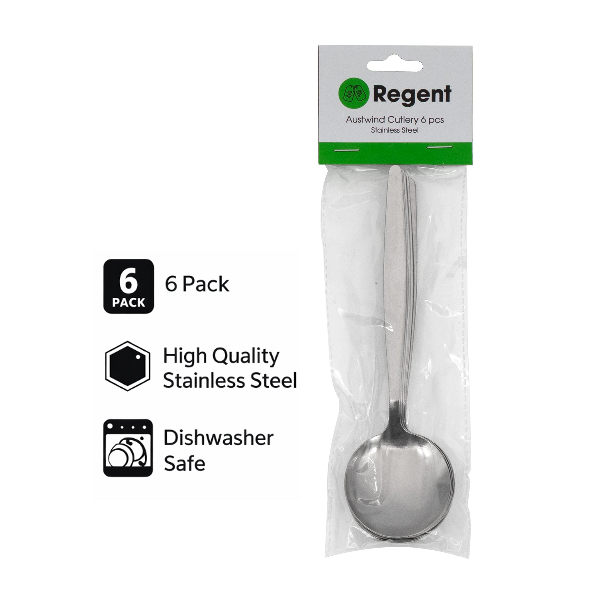 REGENT CUTLERY AUSTWIND (ELOFF) SOUP SPOON ST STEEL, 6PK