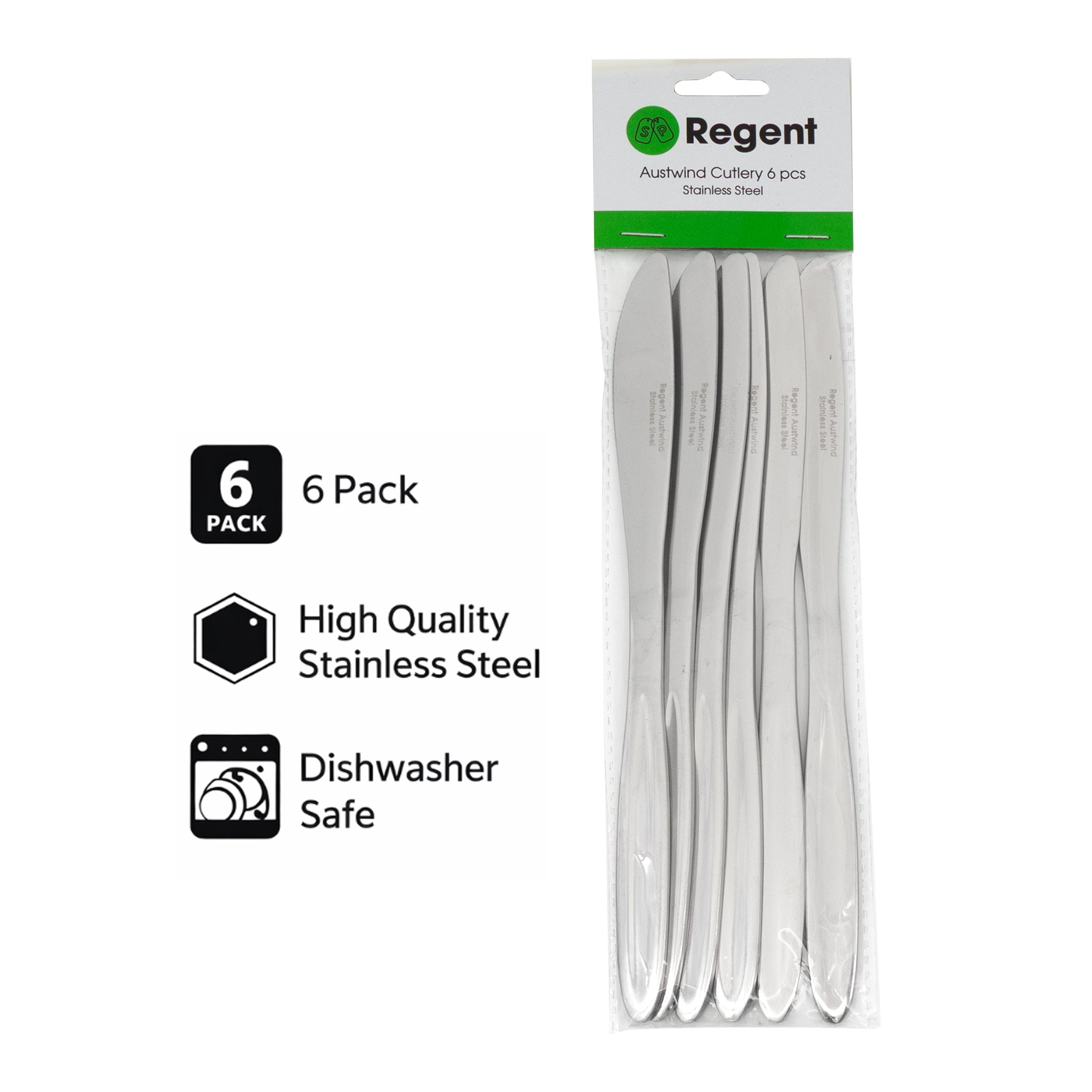 REGENT CUTLERY AUSTWIND (ELOFF) TABLE KNIFE ST STEEL 6PK