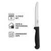 REGENT CUTLERY STEAK KNIFE WITH ROUND TIP WITH PP BLACK HANDLE, 1 DOZ, 210MM