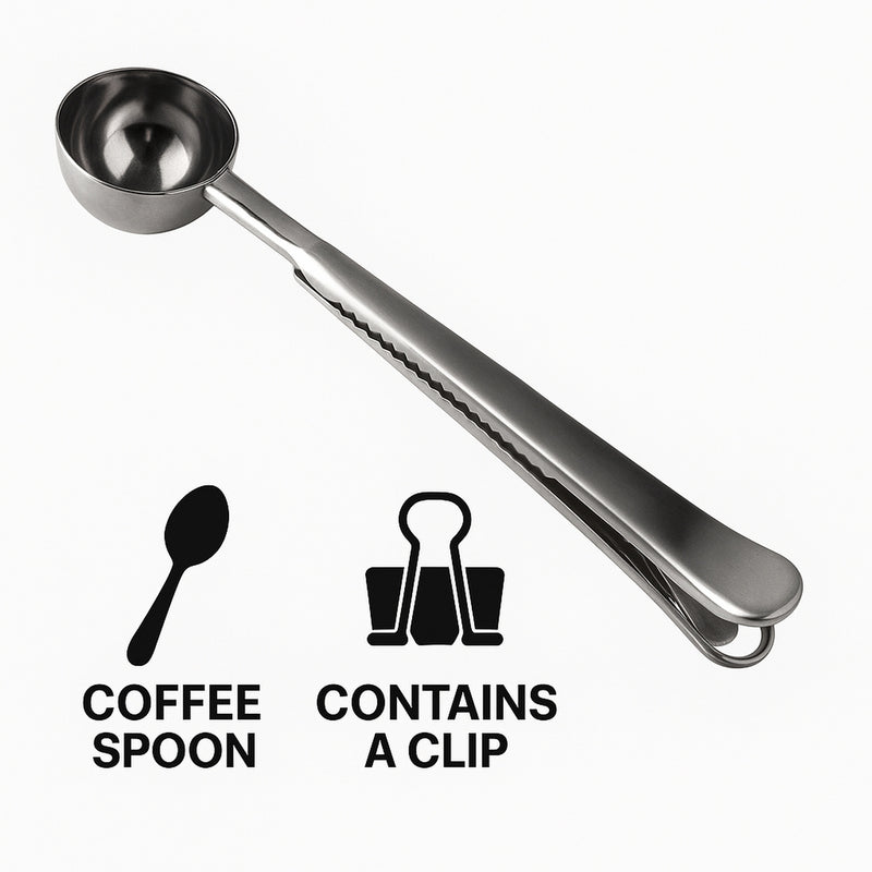 REGENT COFFEE MEASURE SPOON 19GR. STAINLESS STEEL WITH CLIP,