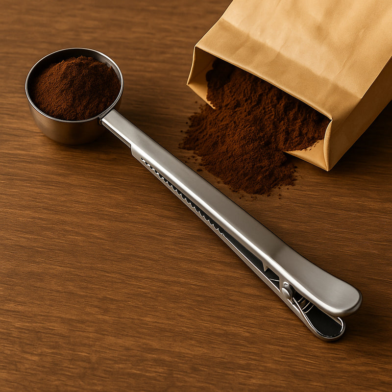 REGENT COFFEE MEASURE SPOON 19GR. STAINLESS STEEL WITH CLIP,