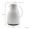 REGENT VACUUM THERMAL JUG WHITE WITH BLACK BUTTON LID AND GLASS LINER, 1L
