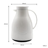 REGENT VACUUM THERMAL JUG WHITE WITH BLACK BUTTON LID AND GLASS LINER, (1LT)