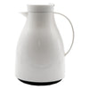 REGENT VACUUM THERMAL JUG WHITE WITH BLACK BUTTON LID AND GLASS LINER, 1L
