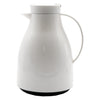 REGENT VACUUM THERMAL JUG WHITE WITH BLACK BUTTON LID AND GLASS LINER, (1LT)