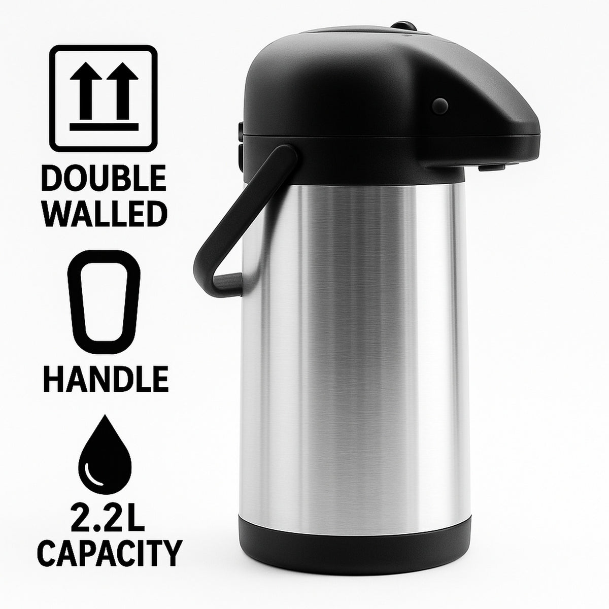 REGENT VACUUM AIRPOT DOUBLE WALL PUMP ACTION STAINLESS STEEL, 2.2L